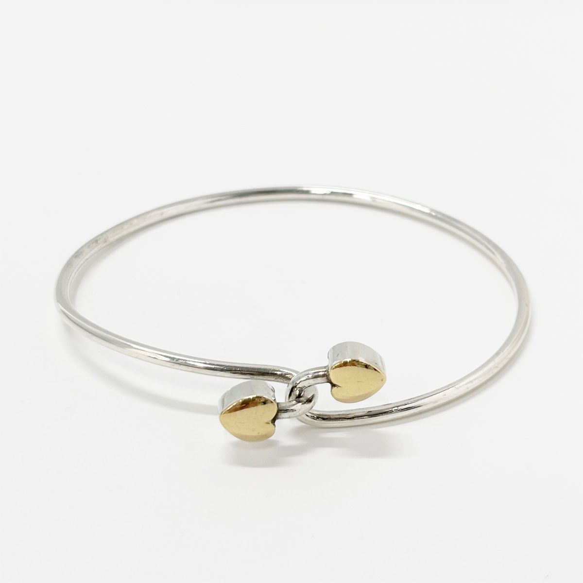 Tiffany & Co Bangle Bracelet Double Heart Hook Silver Gold 925 Sterling YG
