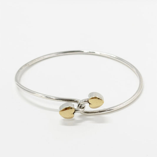 Tiffany & Co Bangle Bracelet Double Heart Hook Silver Gold 925 Sterling YG