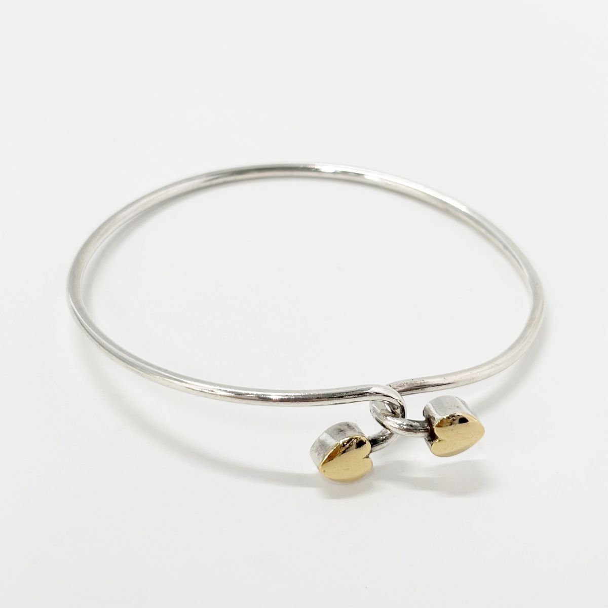 Tiffany & Co Bangle Bracelet Double Heart Hook Silver Gold 925 Sterling YG — view 2