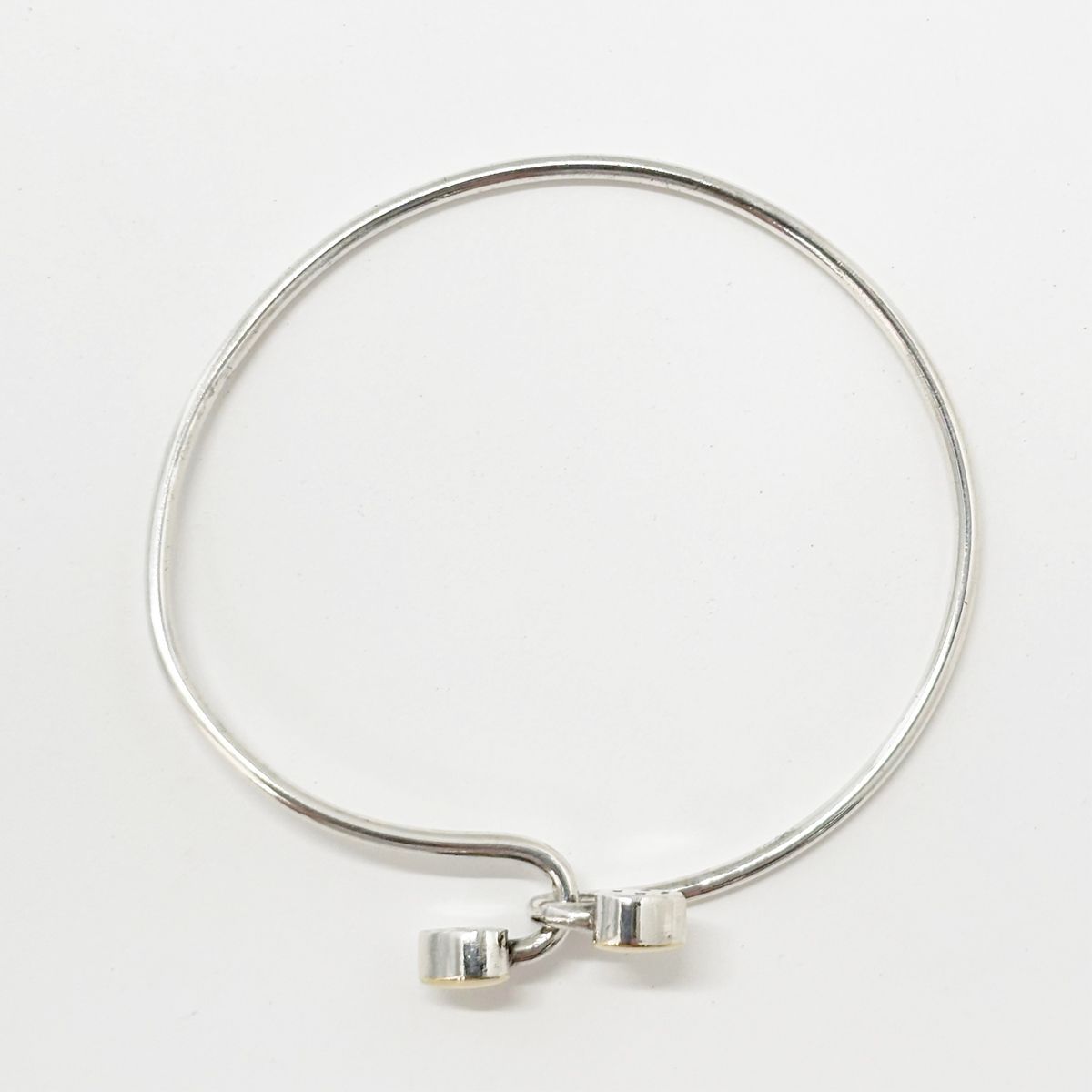 Tiffany & Co Bangle Bracelet Double Heart Hook Silver Gold 925 Sterling YG — view 3