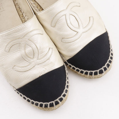 Chanel Espadrilles CC Logo B Lambskin White Slip Ons Slippers — view 4