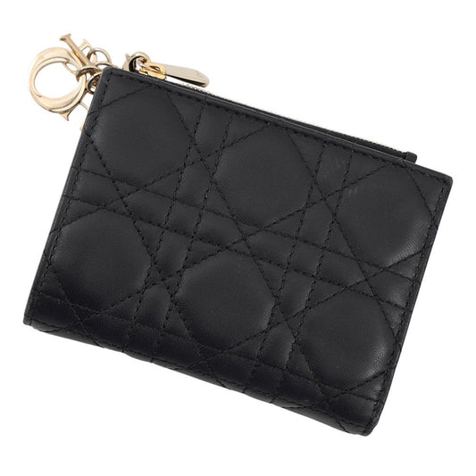 Dior Bifold Wallet Lady Dior Dahlia Cannage Leather Black