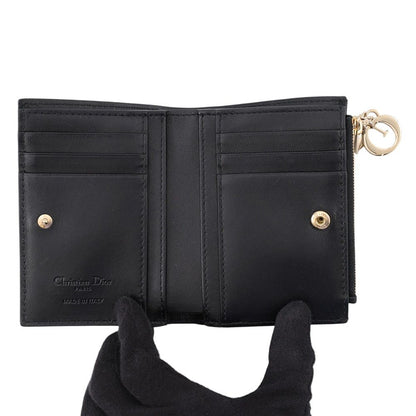 Dior Bifold Wallet Lady Dior Dahlia Cannage Leather Black — view 4