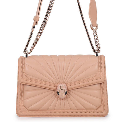 Bvlgari Chain Shoulder Bag Serpenti Diamond Blast Leather