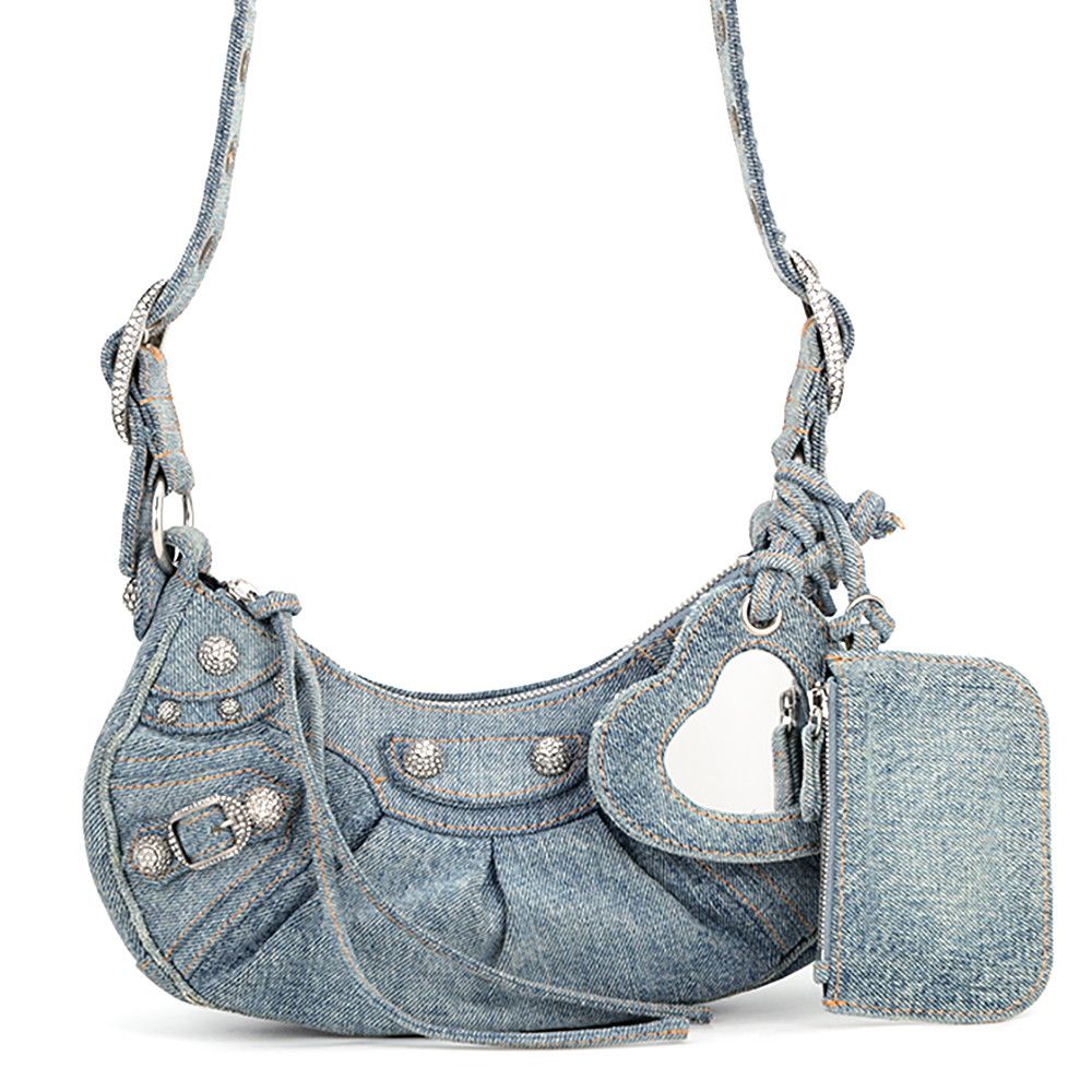 Balenciaga Shoulder Bag Le Cagole XS Distressed Denim
