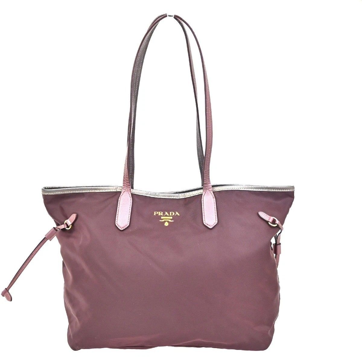 Prada Tessuto Tote Shoulder Bag Bordeaux Nylon Leather