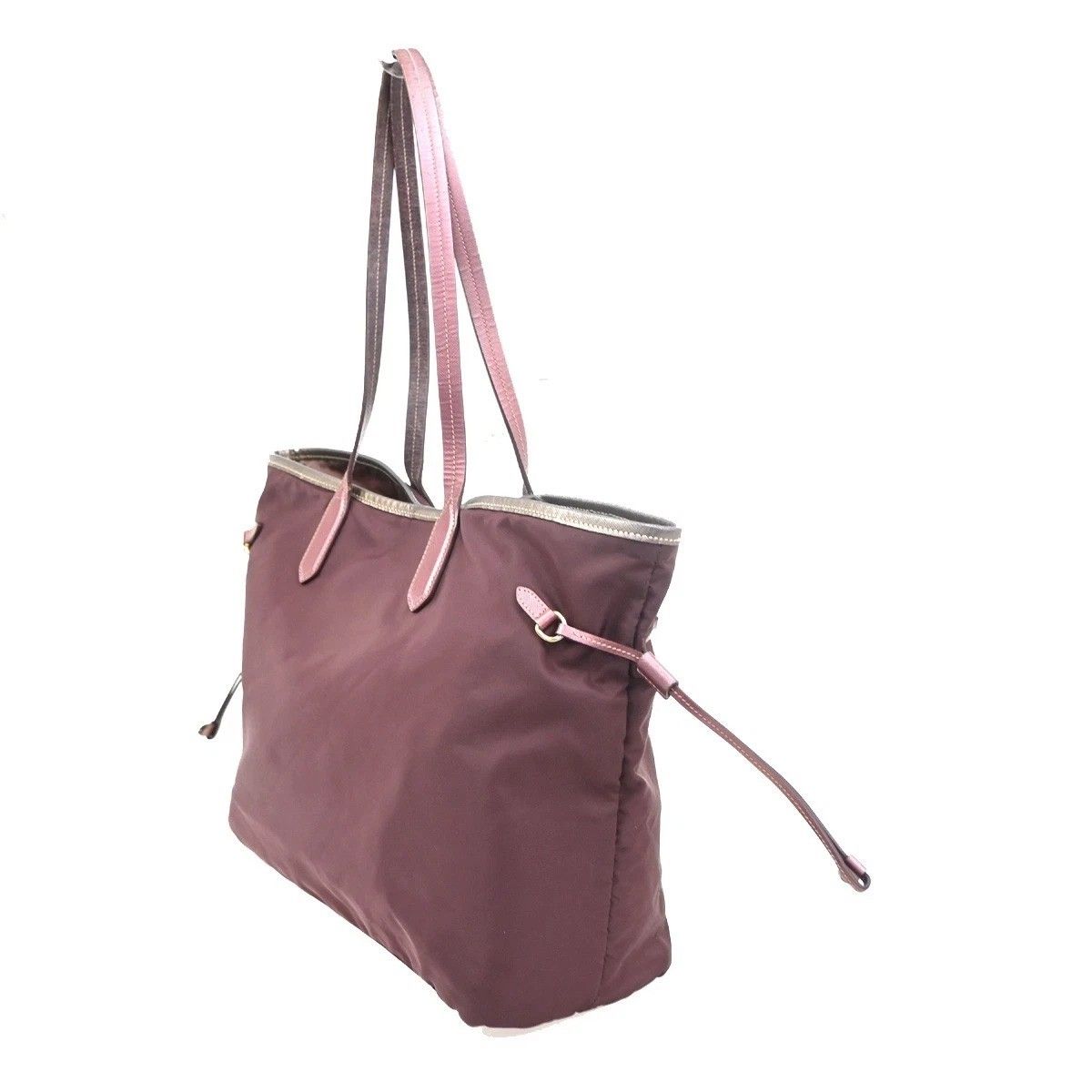 Prada Tessuto Tote Shoulder Bag Bordeaux Nylon Leather — view 4