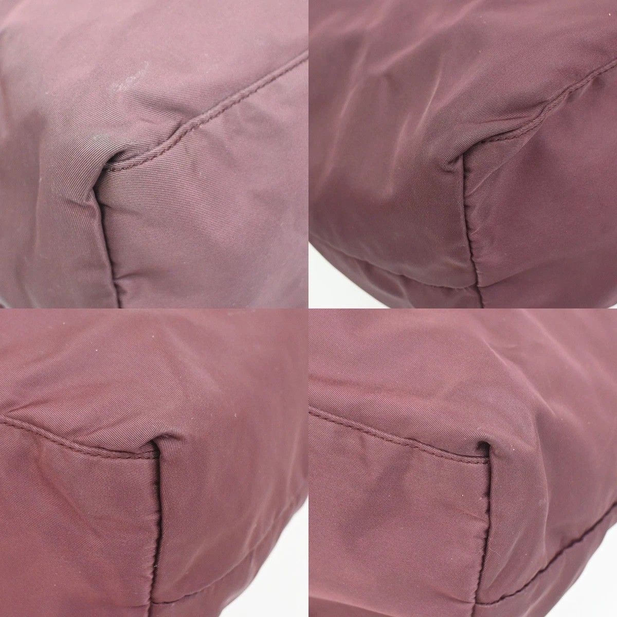 Prada Tessuto Tote Shoulder Bag Bordeaux Nylon Leather — view 7