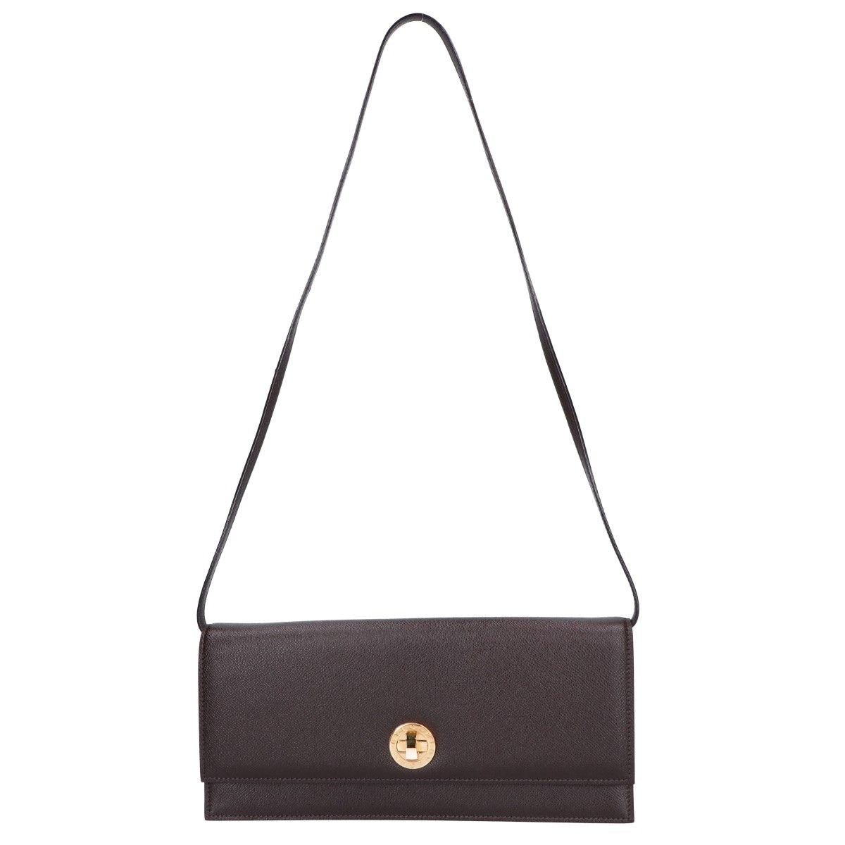 Bvlgari Leather Turnlock Wide Shoulder Bag