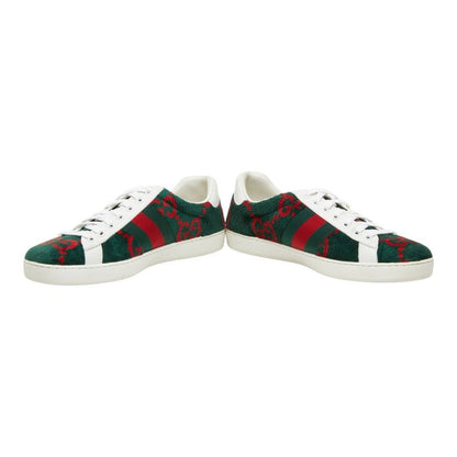 Gucci GG Terry Cloth Green Red Pile Leather Sneakers 9 — view 3
