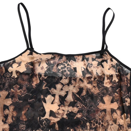 Chrome Hearts Dress Semi Tary Cloth Sheer Mesh Fabric Black Brown XS — view 3