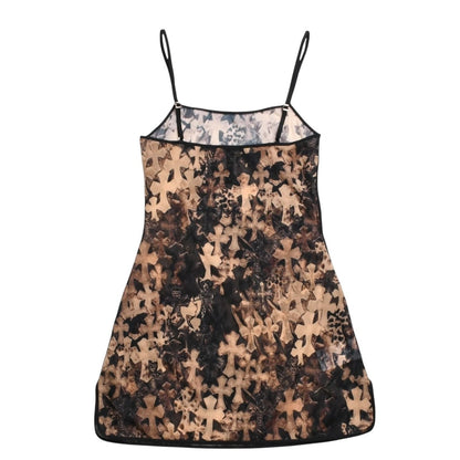 Chrome Hearts Dress Semi Tary Cloth Sheer Mesh Fabric Black Brown XS — view 2