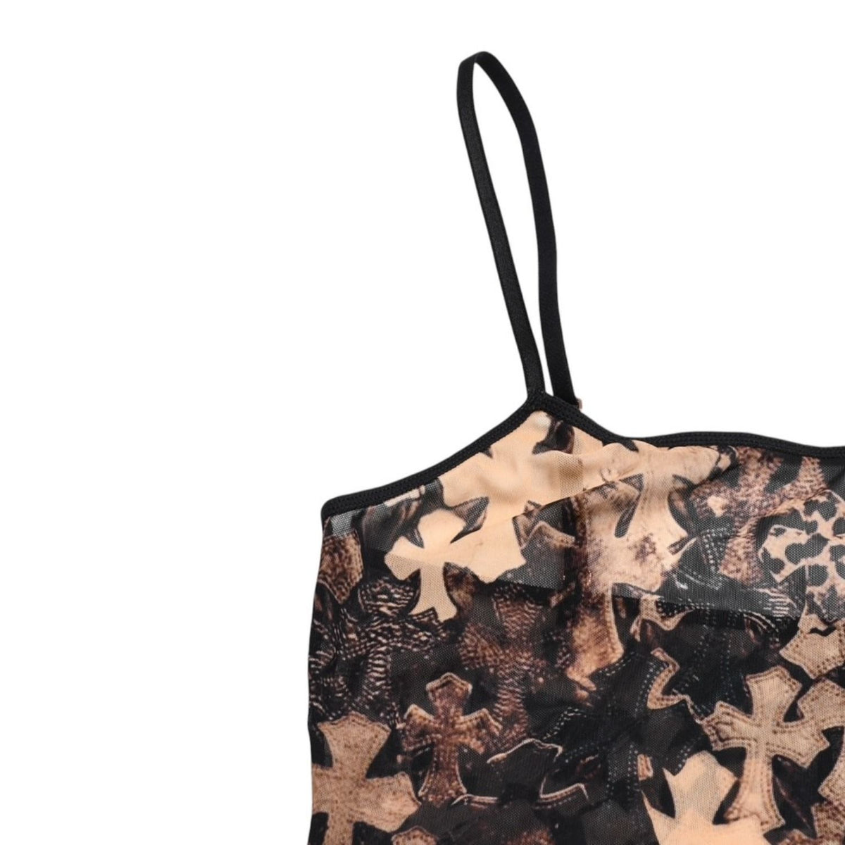 Chrome Hearts Dress Semi Tary Cloth Sheer Mesh Fabric Black Brown XS — view 5