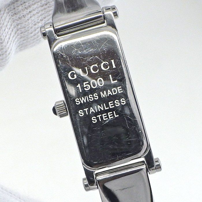 Gucci Watch Bracelet Bangle Horsebit Rectangular Blue Mother of Pearl Dial SS — view 4