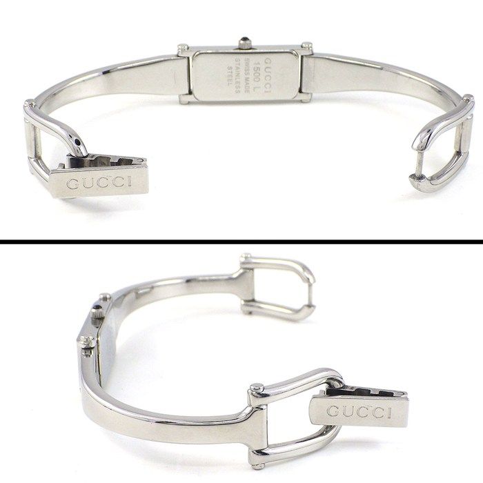 Gucci Watch Bracelet Bangle Horsebit Rectangular Blue Mother of Pearl Dial SS — view 3