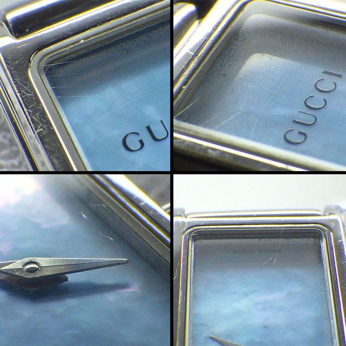 Gucci Watch Bracelet Bangle Horsebit Rectangular Blue Mother of Pearl Dial SS — view 5