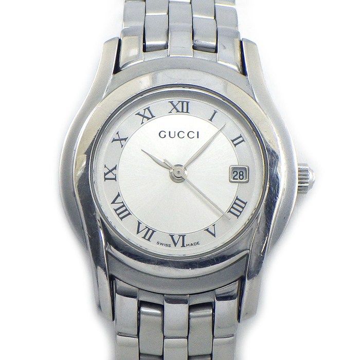 Gucci Watch Class Silver Dial Roman Index Date SS Quartz Analog