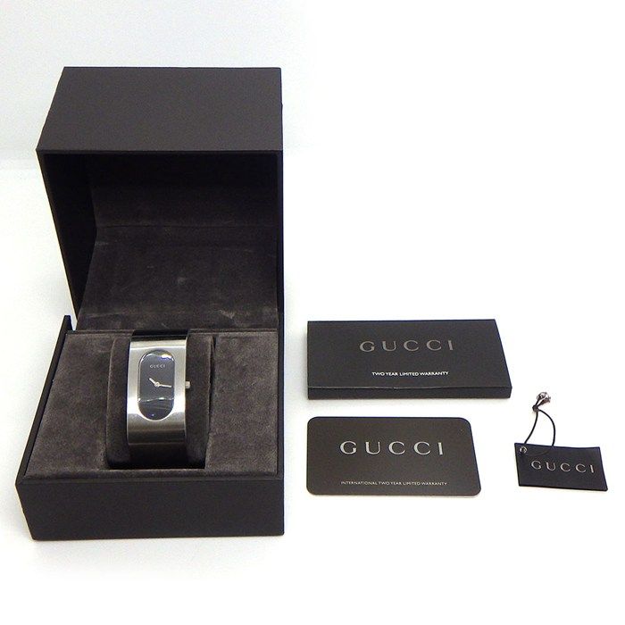 Gucci Watch Bangle Black Dial Satin SS Quartz Analog — view 7