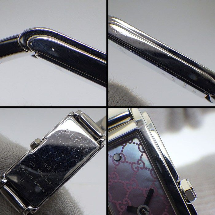Gucci Watch Bangle 109 Horsebit Rectangular GG Pattern Pink Shell Dial SS — view 6