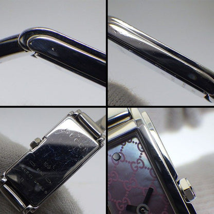 Gucci Watch Bangle 109 Horsebit Rectangular GG Pattern Pink Shell Dial SS — view 6