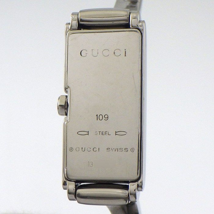 Gucci Watch Bangle 109 Horsebit Rectangular GG Pattern Pink Shell Dial SS — view 4