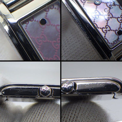 Gucci Watch Bangle 109 Horsebit Rectangular GG Pattern Pink Shell Dial SS — view 5