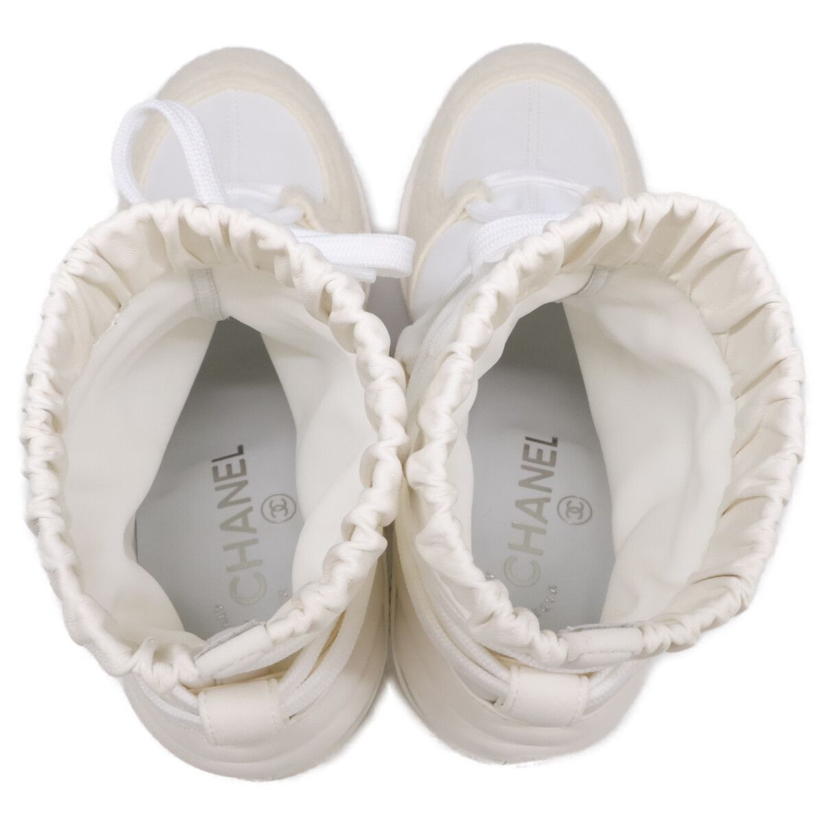 Chanel 19k CC Logo Lace Up Heels Short Boots — view 5