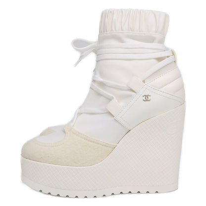 Chanel 19k CC Logo Lace Up Heels Short Boots — view 2
