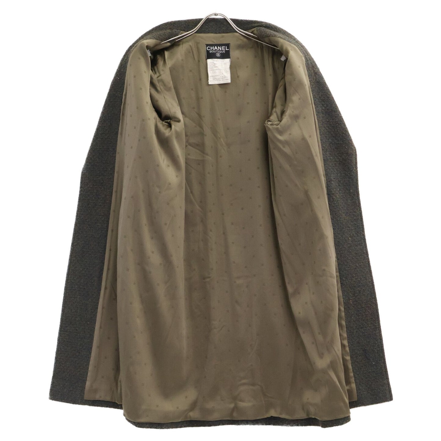 Chanel CC Logo Button Alpaca Mixed Tweed Long 44 Jacket — view 4