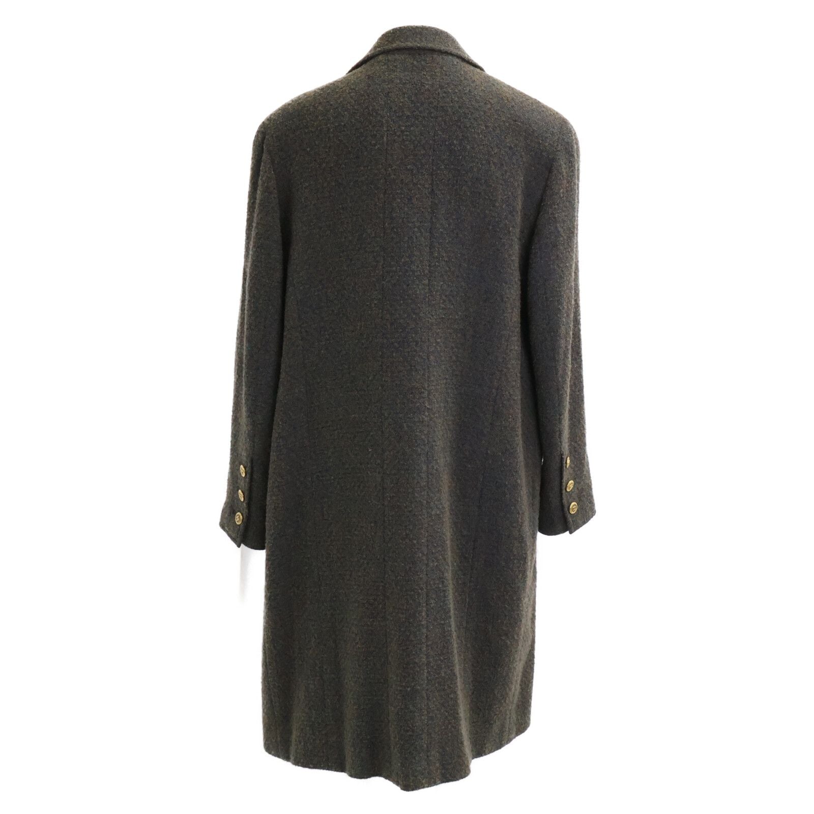 Chanel CC Logo Button Alpaca Mixed Tweed Long 44 Jacket — view 3
