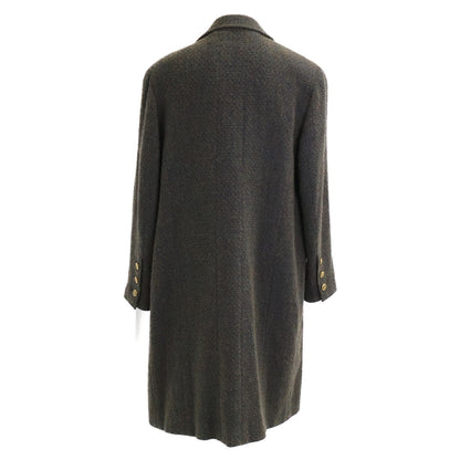 Chanel CC Logo Button Alpaca Mixed Tweed Long 44 Jacket — view 3