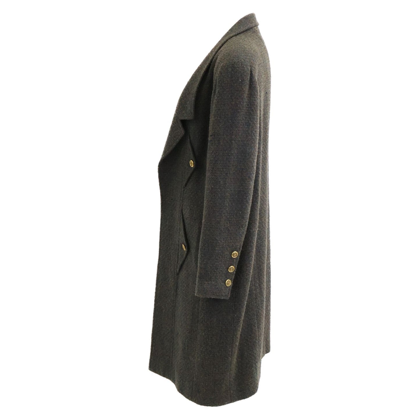 Chanel CC Logo Button Alpaca Mixed Tweed Long 44 Jacket — view 2