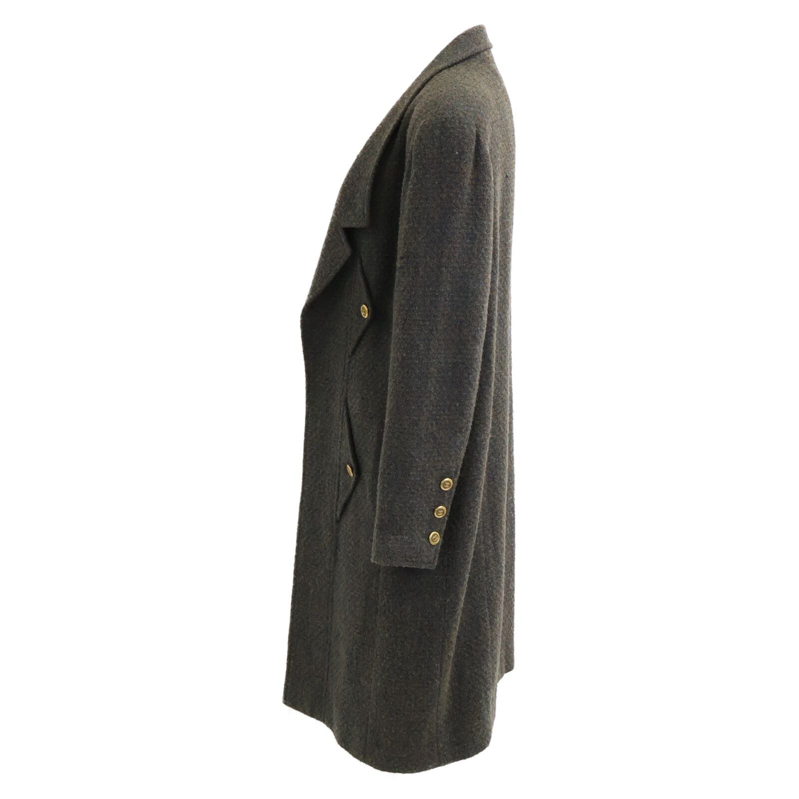 Chanel CC Logo Button Alpaca Mixed Tweed Long 44 Jacket — view 2