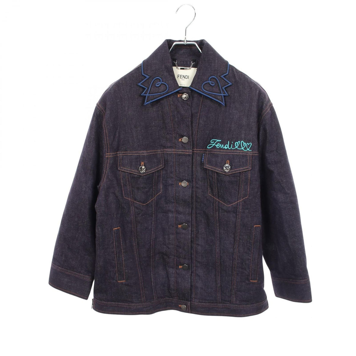 Fendi Denim Jacket Open Your Heart Signature Embroidery
