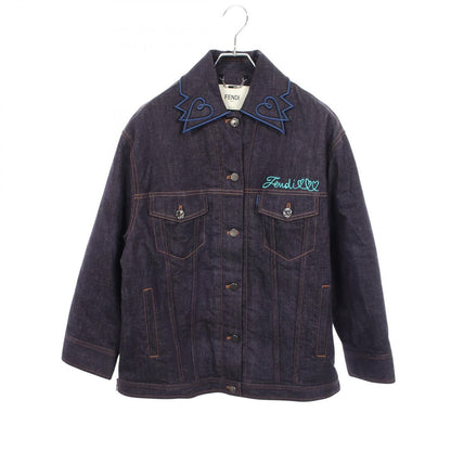 Fendi Denim Jacket Open Your Heart Signature Embroidery
