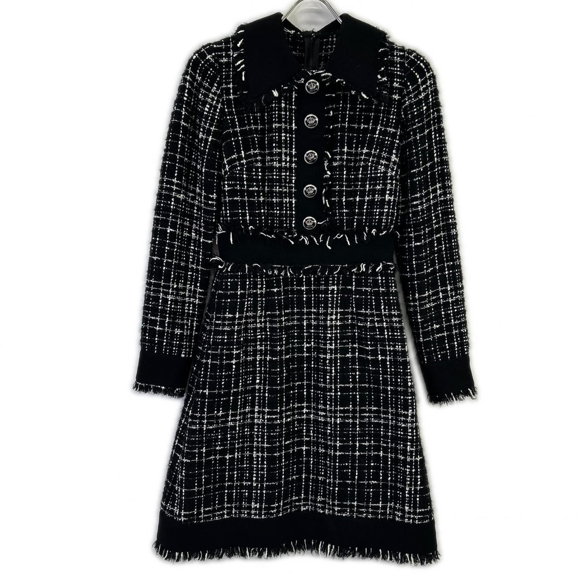 Dolce & Gabbana Black Button Tweed Dress 38
