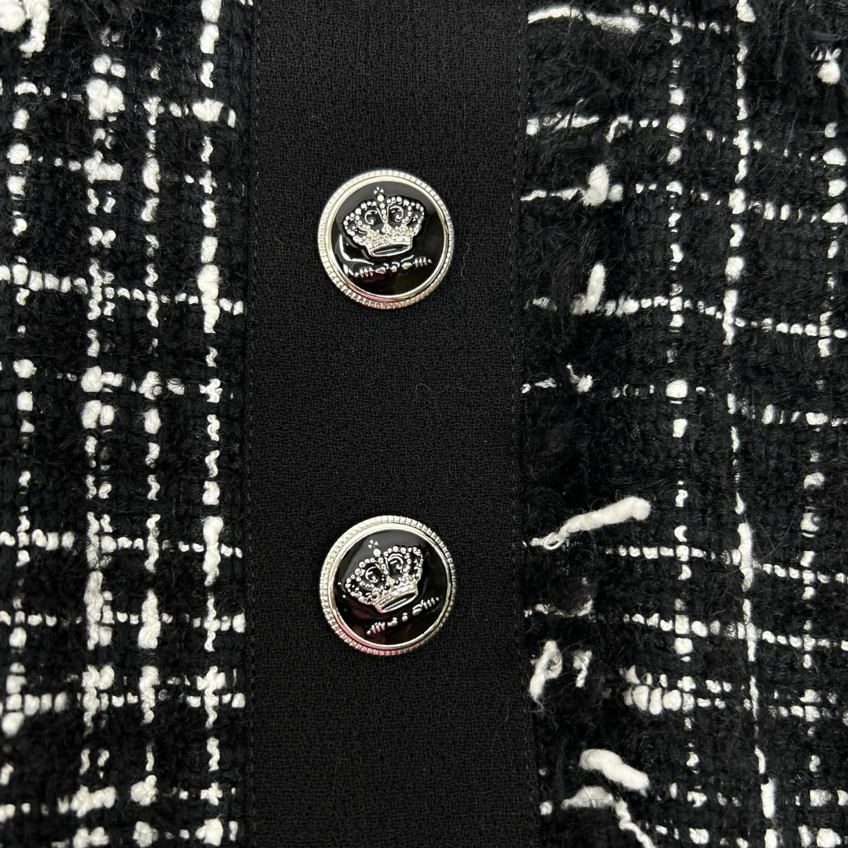 Dolce & Gabbana Black Button Tweed Dress 38 — view 7
