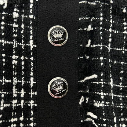 Dolce & Gabbana Black Button Tweed Dress 38 — view 7