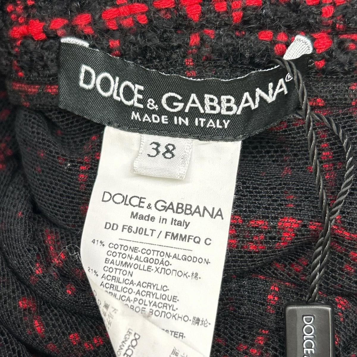 Dolce & Gabbana Red Black Tweed Dress 38 — view 3