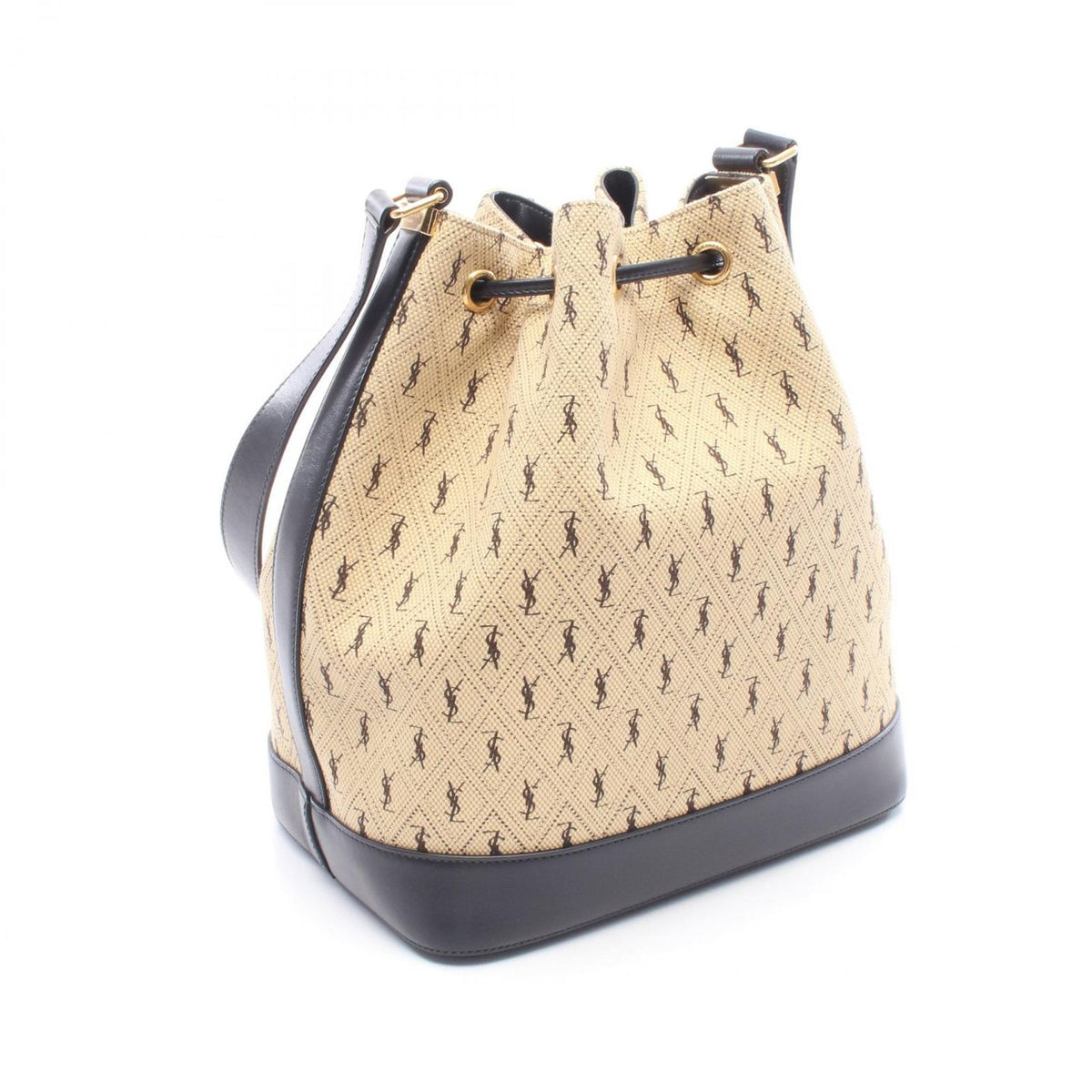 Saint Laurent Paris Shoulder Bag le Monogram Beige Black Canvas Leather — view 2