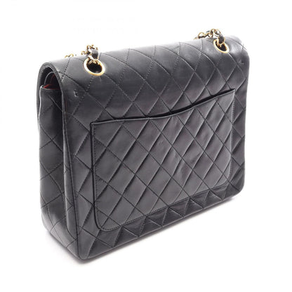 Chanel Shoulder Bag Quilted Double Flap Black Lambskin Chain — view 2