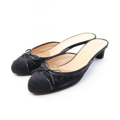 Chanel Mules CC Logo Ribbon Suede