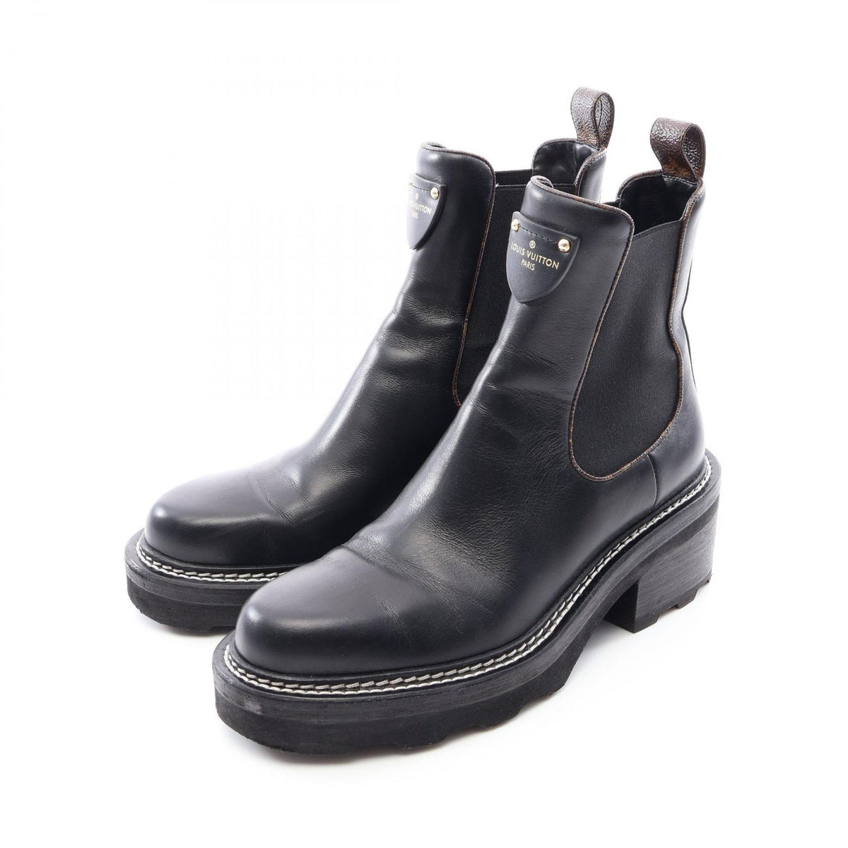 Louis Vuitton Boots Beaubourg Line Monogram Leather Canvas Side Gore