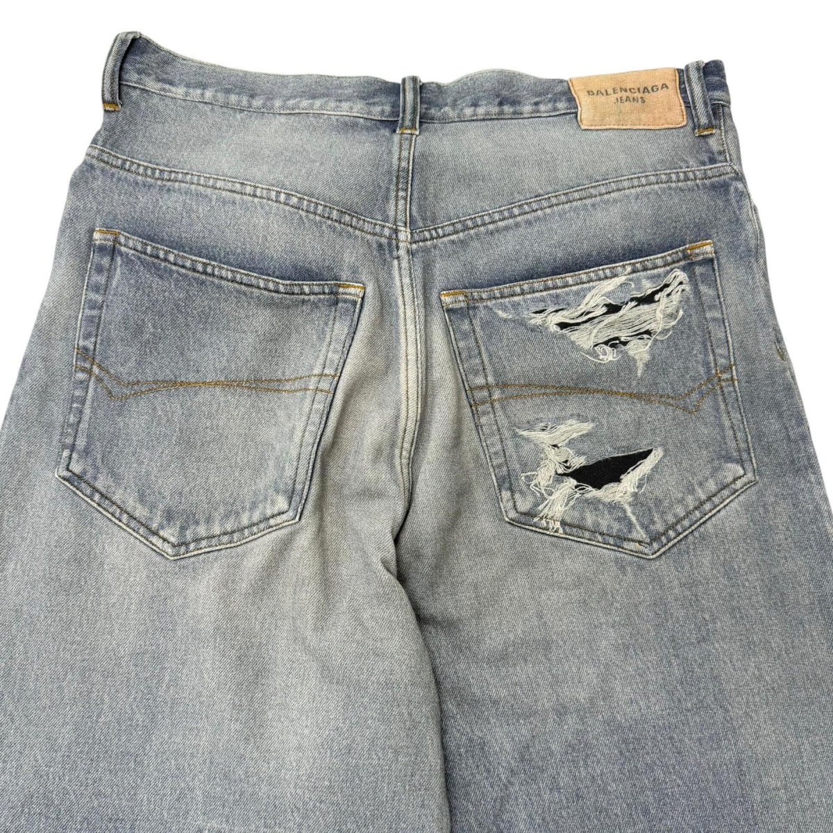 Balenciaga Trompe L'oeil Denim Transfer Brushed Back Distressed Sweat — view 4