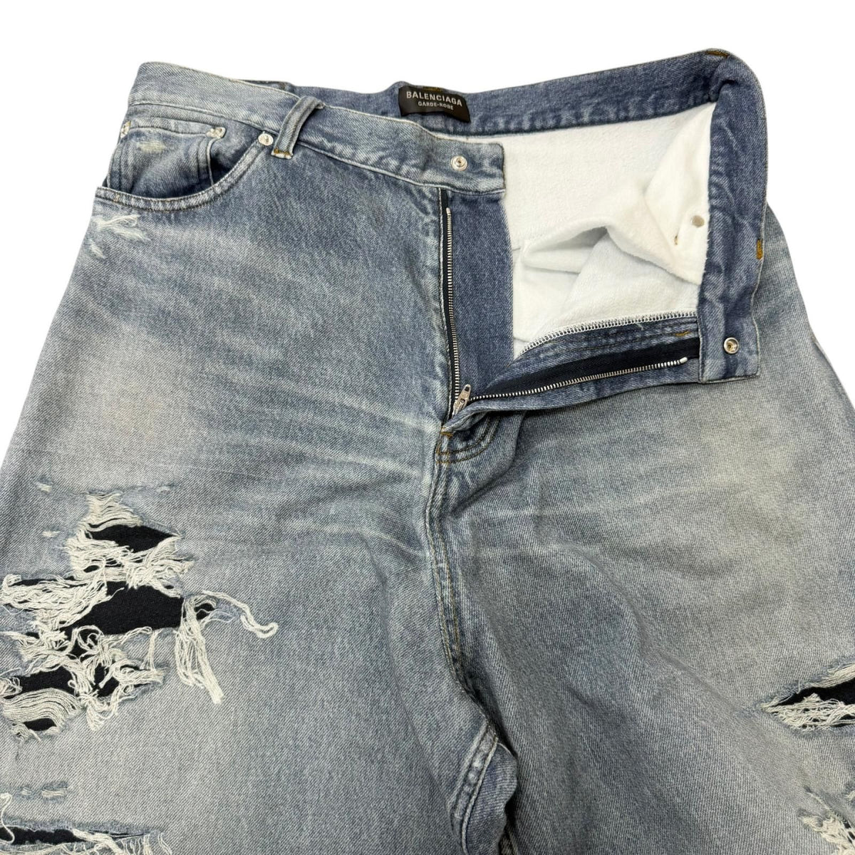 Balenciaga Trompe L'oeil Denim Transfer Brushed Back Distressed Sweat — view 3