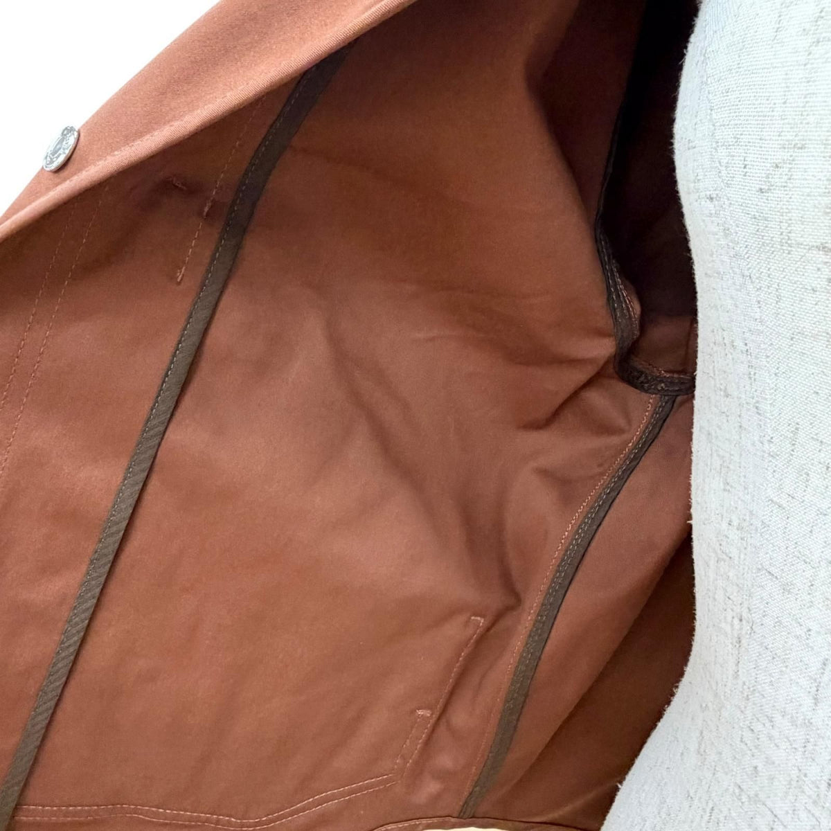 Hermes Cotton Silver Sellier Buttons Collarless Jacket Brown 36 — view 5