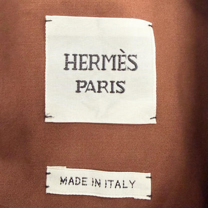 Hermes Cotton Silver Sellier Buttons Collarless Jacket Brown 36 — view 7