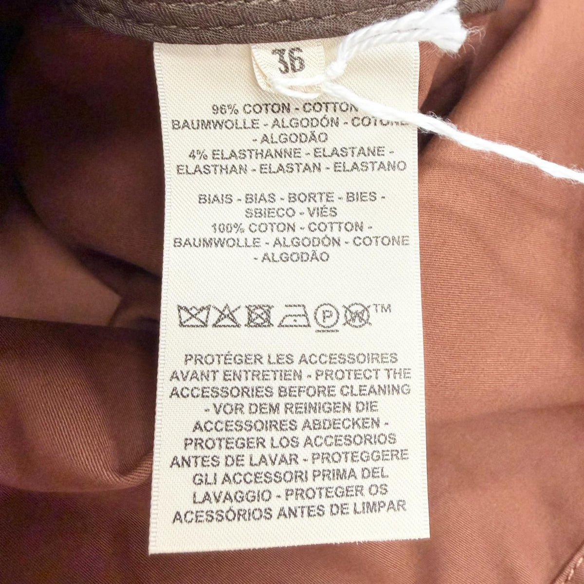 Hermes Cotton Silver Sellier Buttons Collarless Jacket Brown 36 — view 8