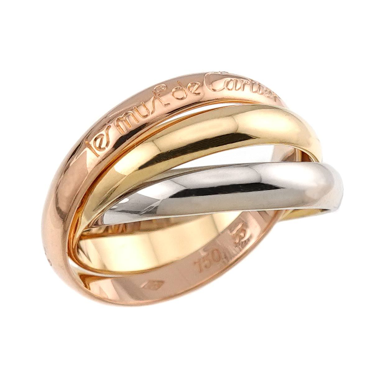Cartier Trinity 53 Ring MM 18K Yellow Gold WG PG Triple Strand Three Gold Color 750 — view 5