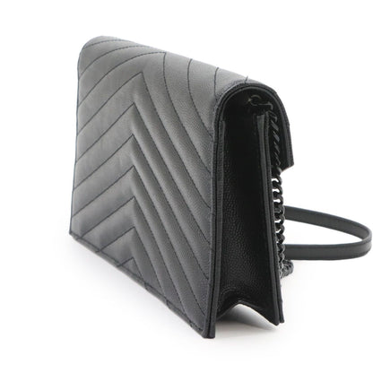 Saint Laurent Cassandra Envelope Chain Wallet Leather Black Shoulder Bag — view 3